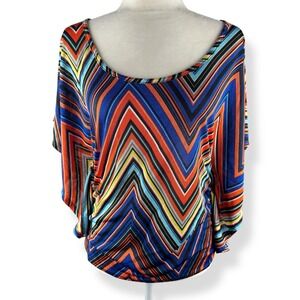 Y2K Body Central Top Womens Size Small Geometric Chevron Boho Colorful Party